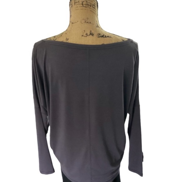 Athleta workout/casual top, batwing sleeve, S, dark gray, with reusable bag. - Picture 3 of 11